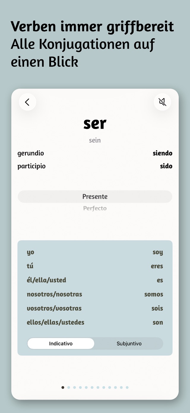 Conjugation table for the verb ser